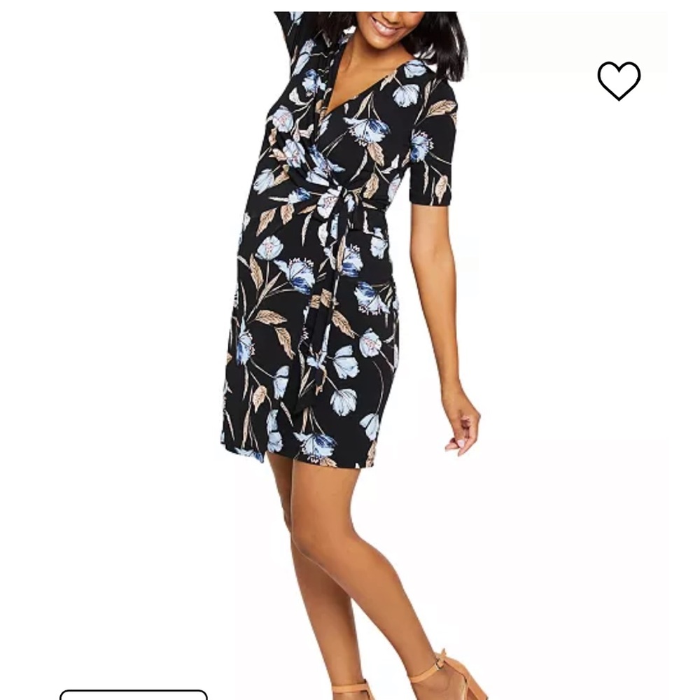 Motherhood Maternity Waist Tie Surplice Wrap dress, medium - Picture 2 of 6